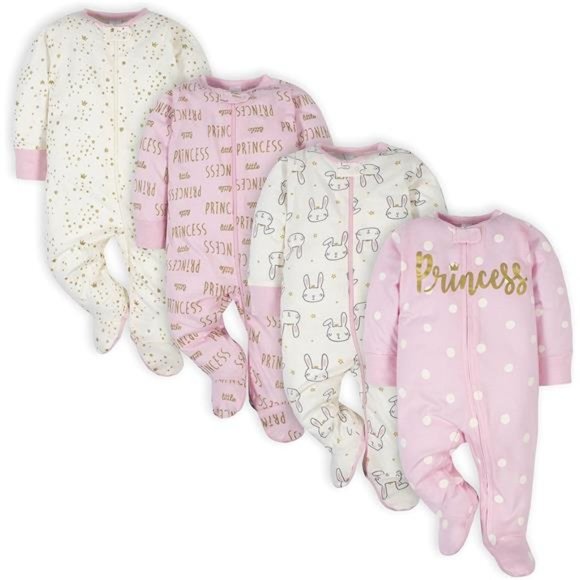 Baby-girls 4 Pack Sleep 'N Play Footie